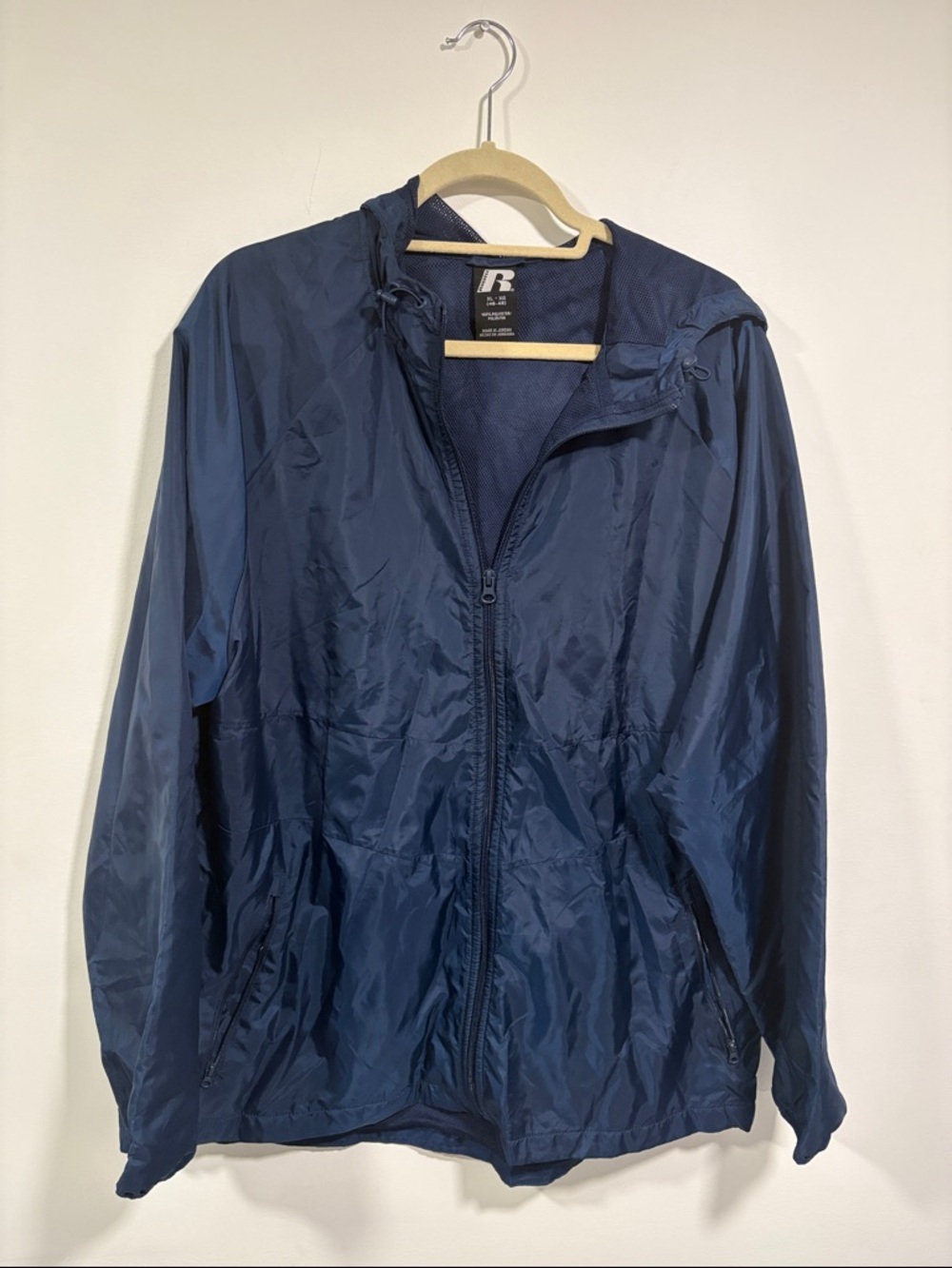 Russell Athletic Navy Hooded Windbreaker Jacket
